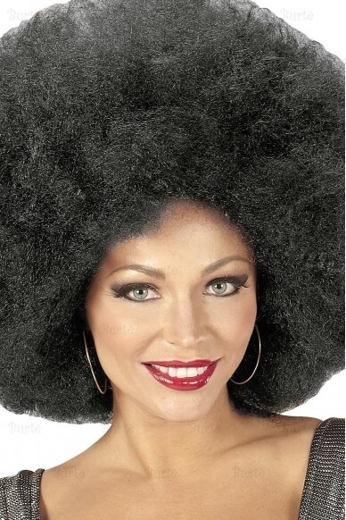 White Oversized Afro Wig (Black) 1