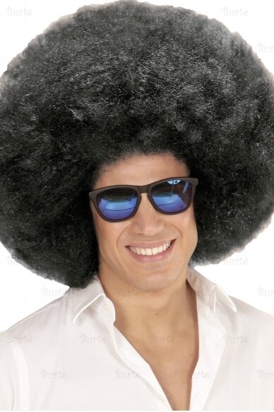 White Oversized Afro Wig (Black) 2