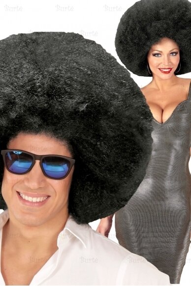 White Oversized Afro Wig (Black)