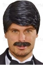 Black Wig with Moustache