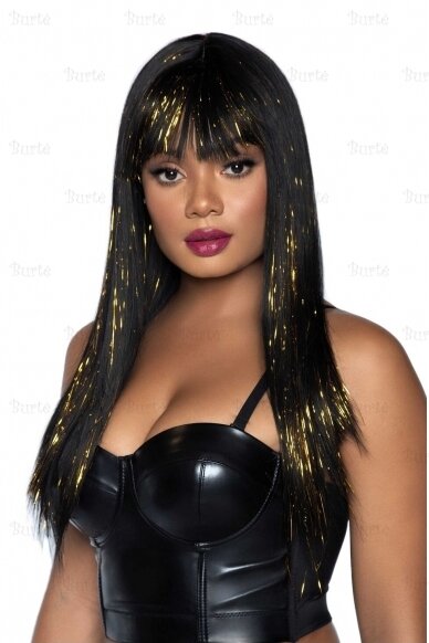 Long bang wig with tinsel