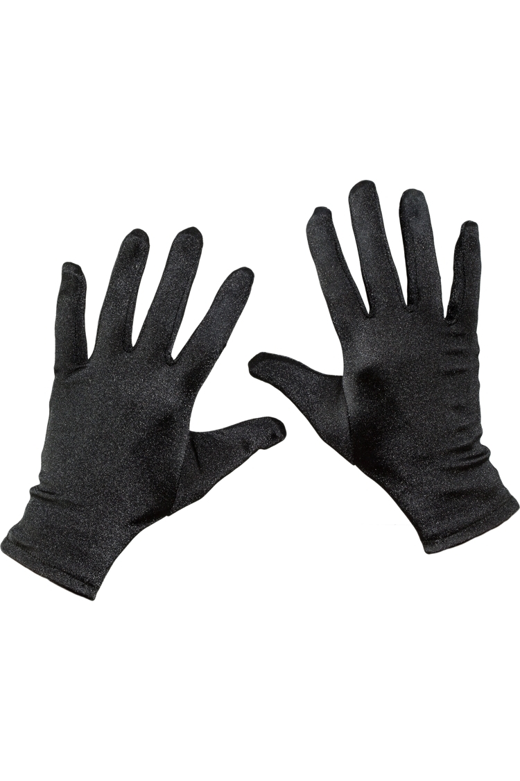short black satin gloves