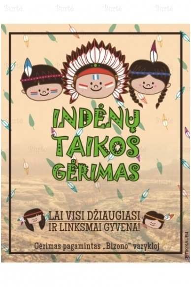 Lipni etiketė „INDĖNŲ TAIKOS GĖRIMAS“ 1