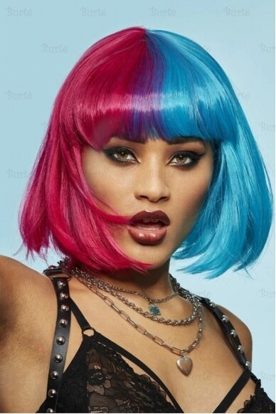 Blue pink wig