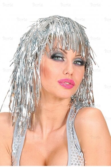 Cyber Tinsel Wig, Silver