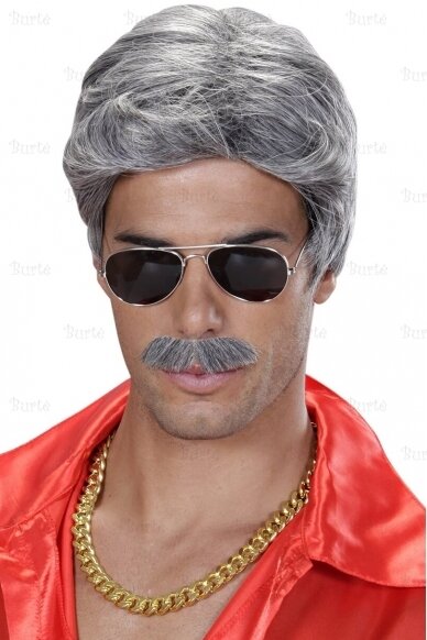 Grey Wig and Moustache